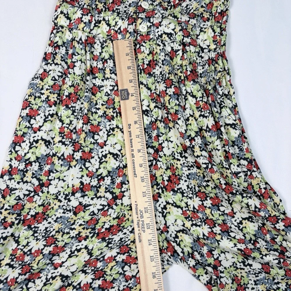 Free People Jumpsuit Floral Flower Ruffle‎ Vneck Sz S Pant Short Sleeve Boho